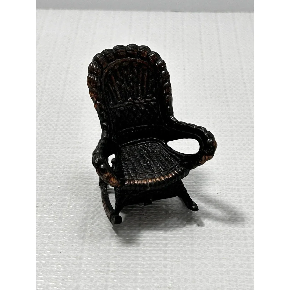 Vintage‎ Miniture Metal WICKER ROCKER PENCIL SHARPENER 2.5